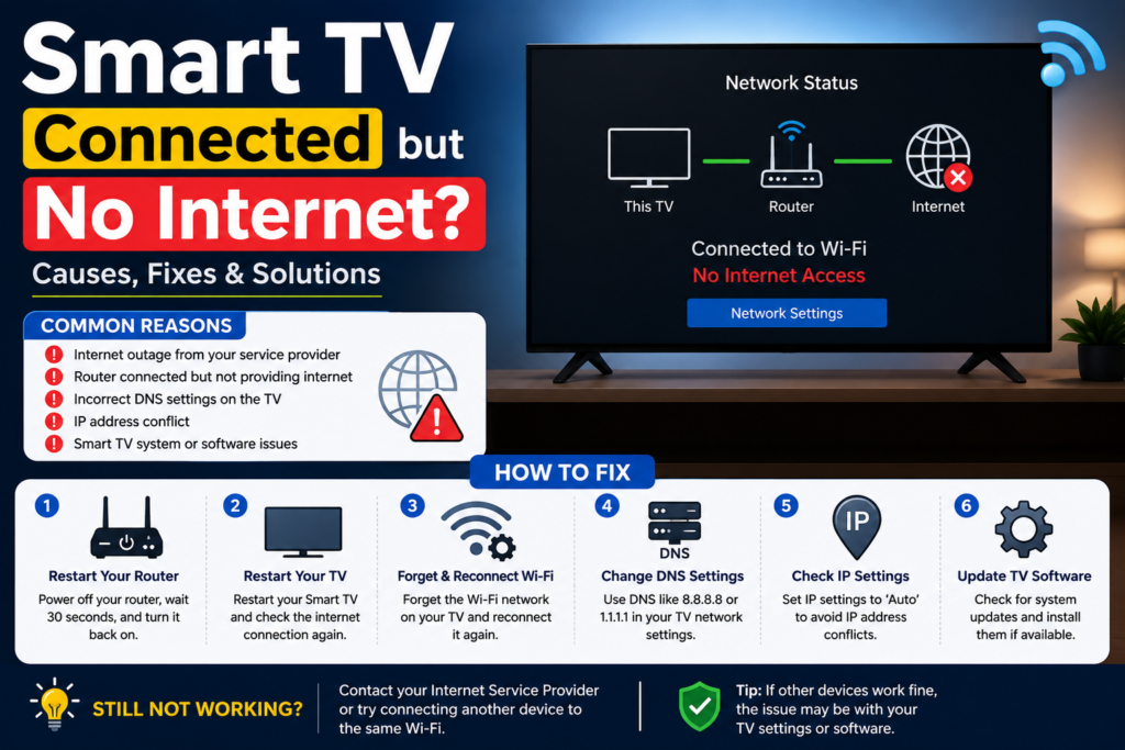 Smart TV Connected but No Internet?